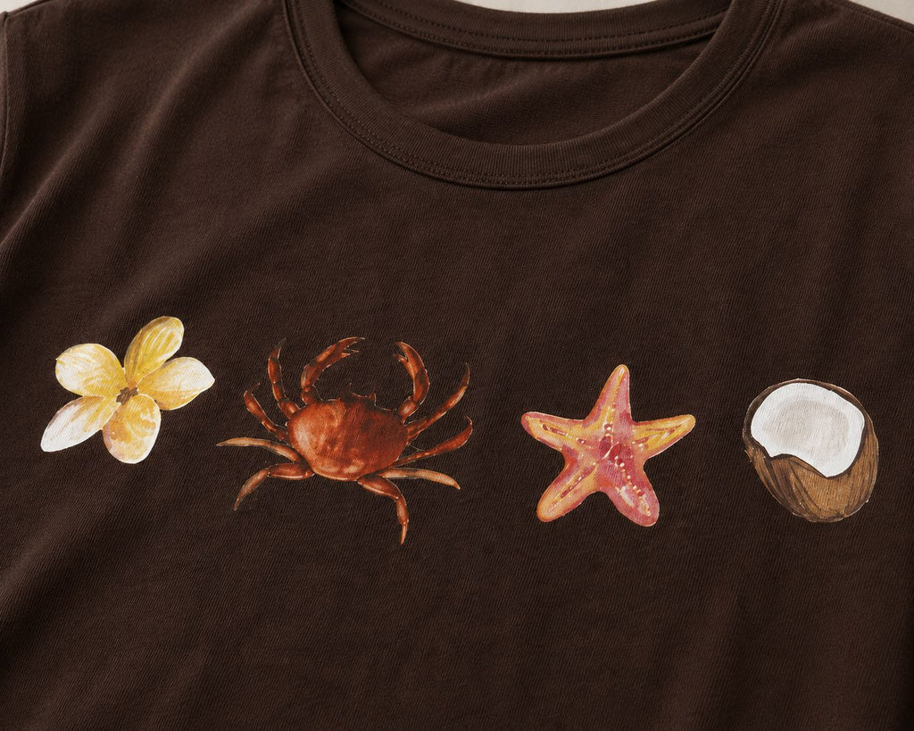 Baskılı Baby Tee Kadın T-shirt Kahverengi
