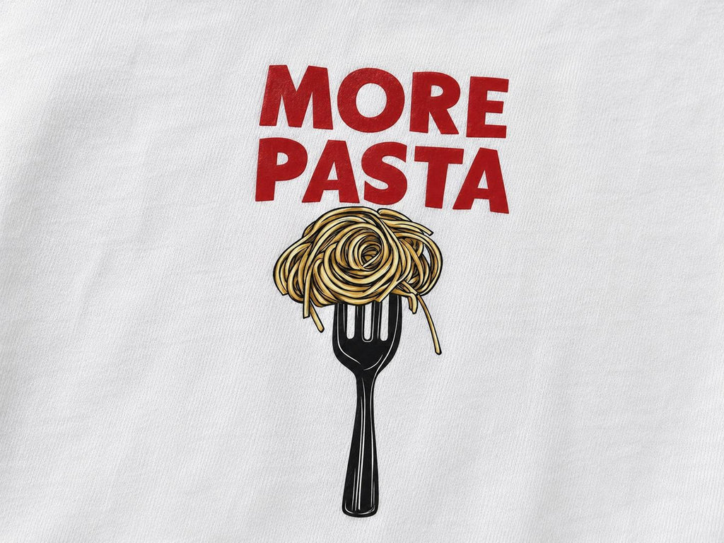 Over Size More Pasta Baskılı Beyaz Tshirt