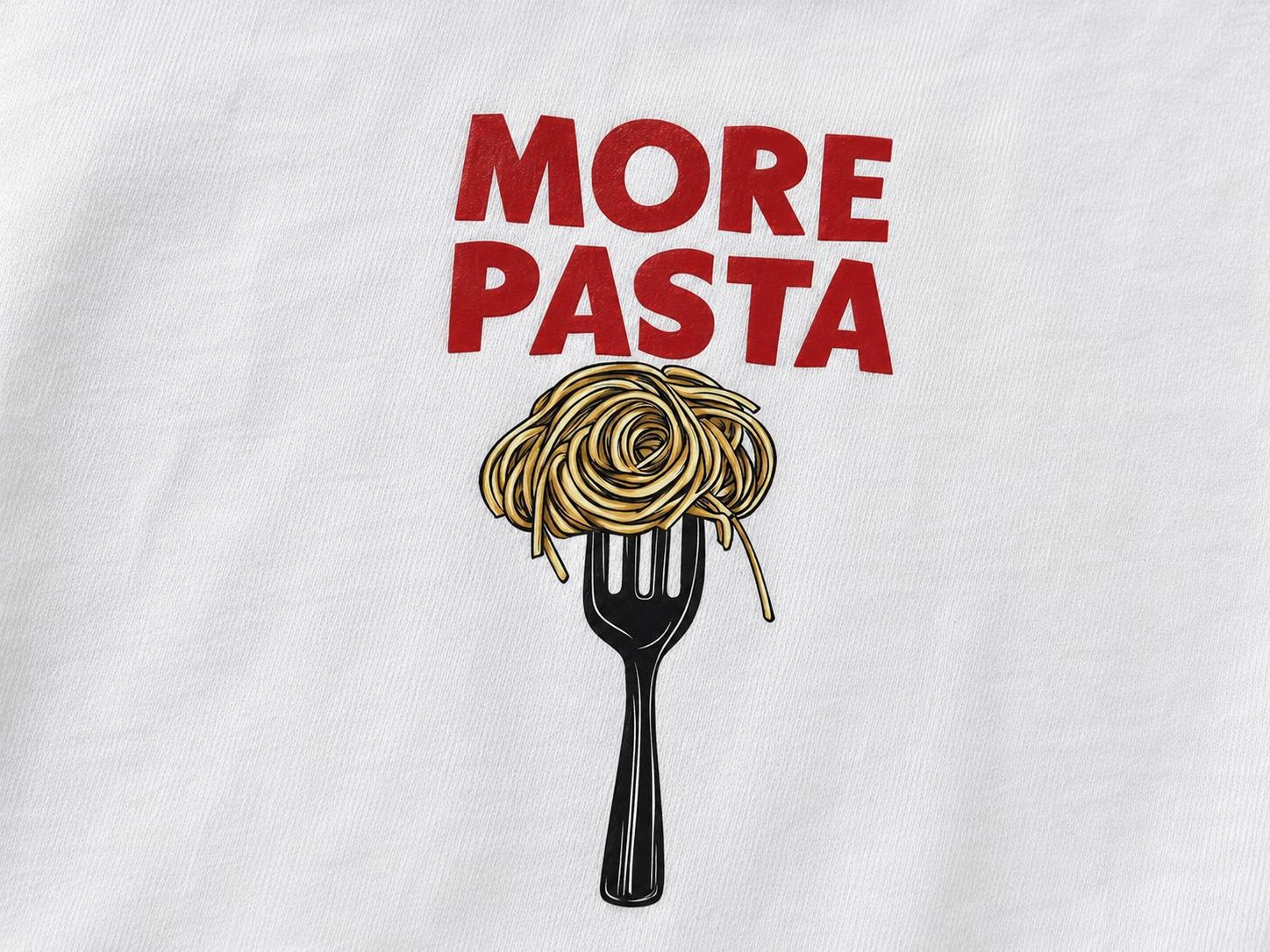 Over Size More Pasta Baskılı Beyaz Tshirt