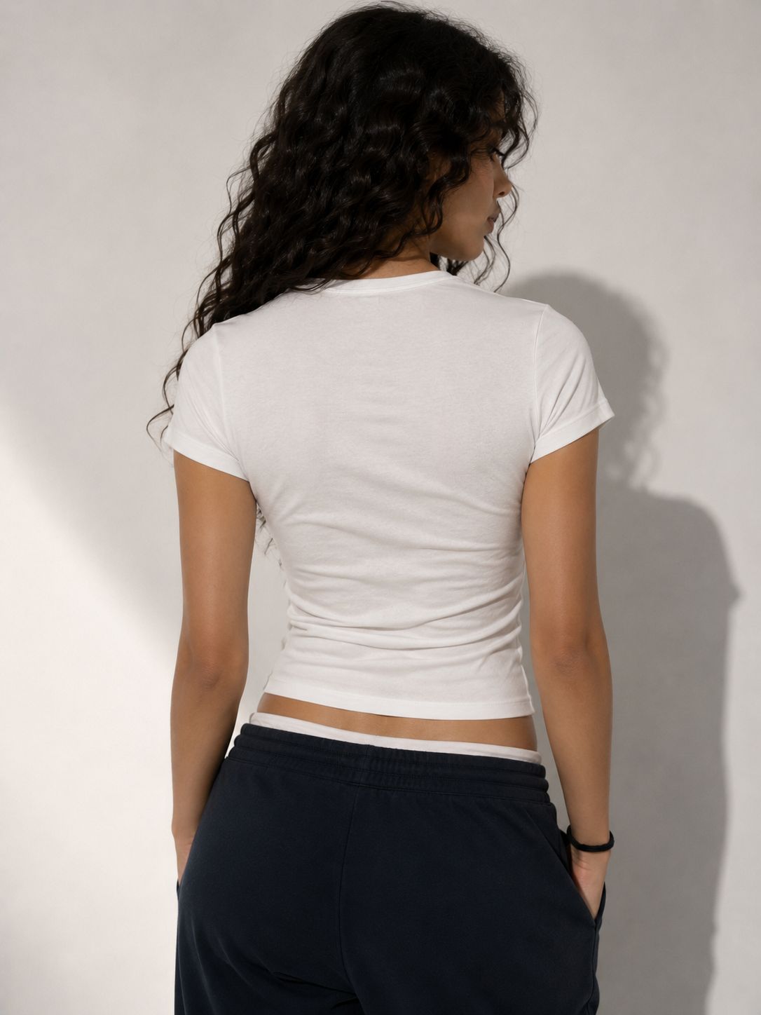 Guavas Baskılı Baby Tee Kadın T-shirt Beyaz
