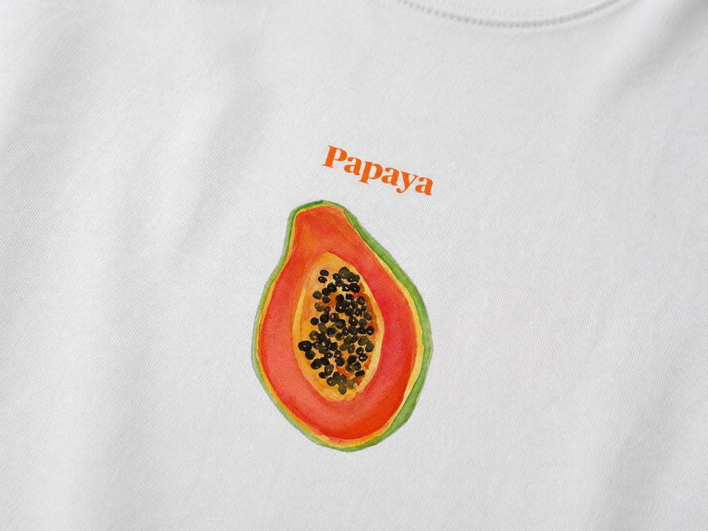 Papaya Baskılı Oversize Beyaz T-shirt