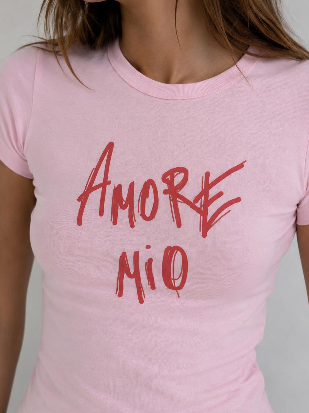 Amore Mio Baskılı Baby Tee t-shirt Pembe