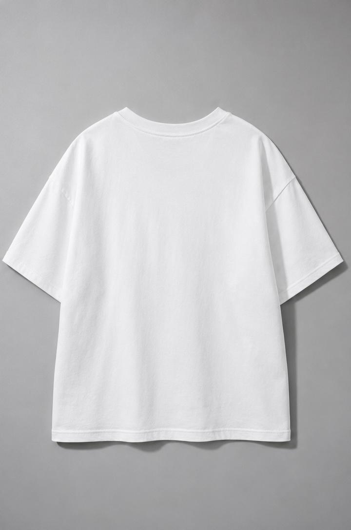Over Size More Pasta Baskılı Beyaz Tshirt