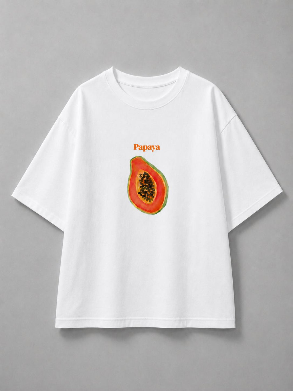 Papaya Baskılı Oversize Beyaz T-shirt
