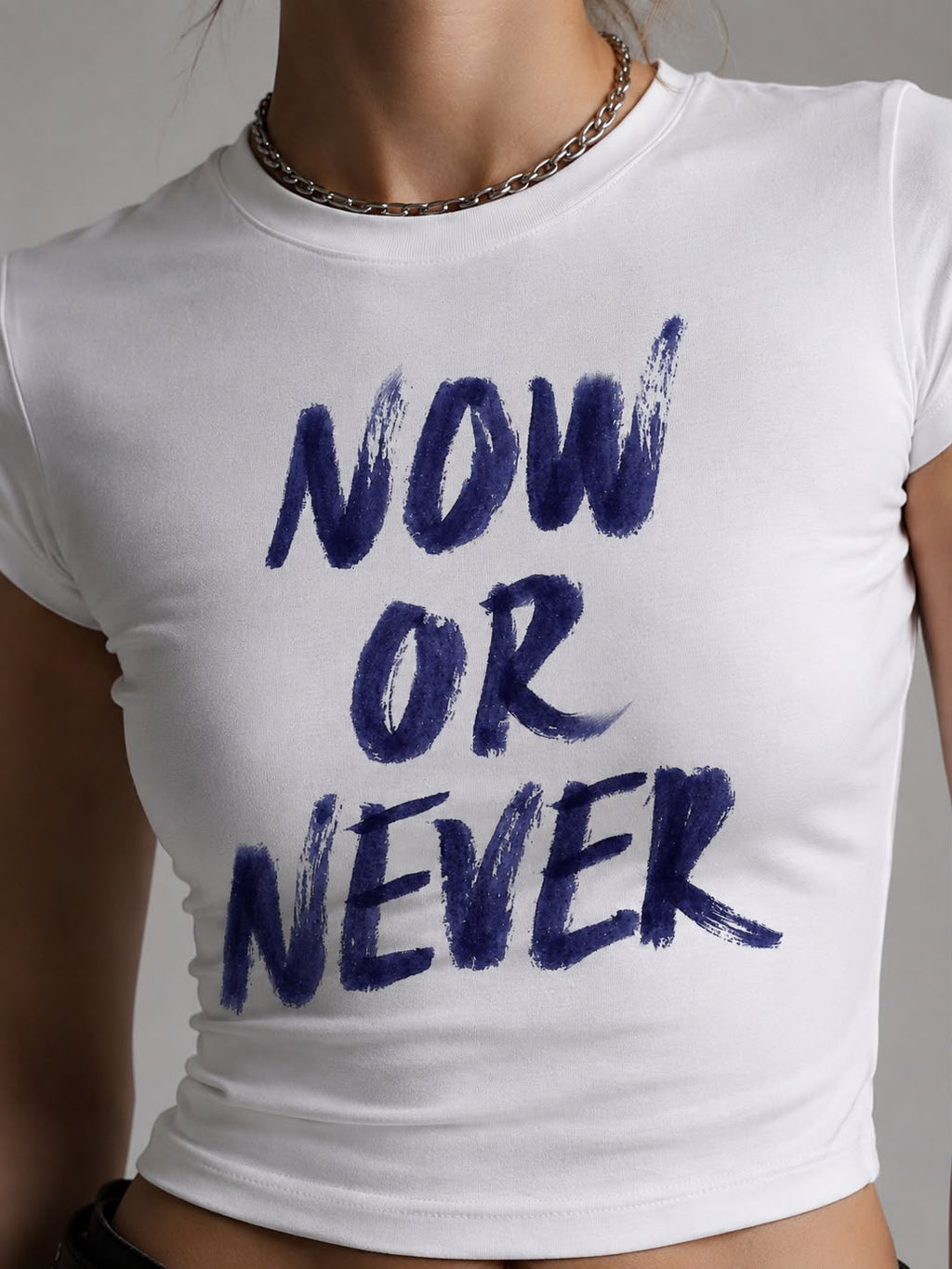 Now Or Never Baby Tee T-shirt Beyaz