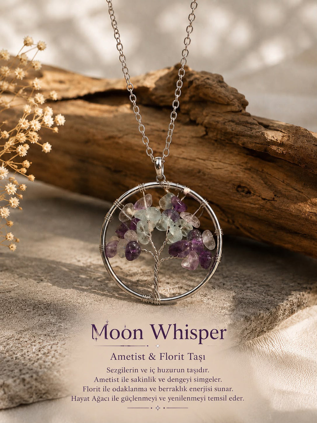 Moon Whisper Doğal Taş Kolye